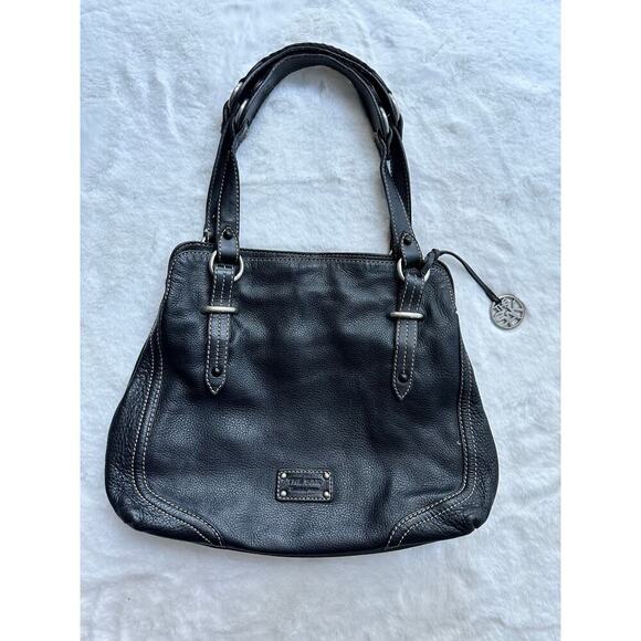 The Sak Handbags - The Sak Black Suede Purse Leather Double Handle Pockets Boho Handbag Y2K